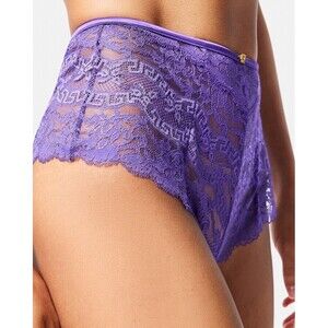 NWT Versace Sakae Lace High-Waist Brief Panties Purple Size 5/ XL